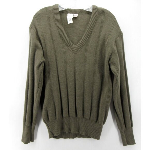VINTAGE Germany Military Sweater NVA 48 Wool German Army V-Neck Knit - Picture 1 of 10